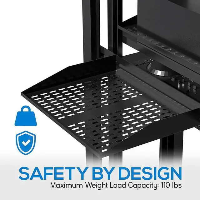 Alt view image 3 of 7 - 19-Inch 1U+2U Server Rack Shelves - Universal Device Server Rack Mounting Tray, For Good Air Circulation, Cantilever Mount, Wall Mount Rack, Computer Case Mounting Tray, Black - Pyle PLRSTN42U