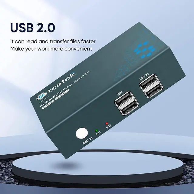 Alt view image 3 of 7 - Steetek Dual Monitor KVM Switch 2 Port 4K@30Hz, HDMI KVM Switch Extended Display for 2 Computers Share 2 Monitors and 2 USB 2.0 Hub, Hotkey Switching, 4 HDMI and 2 USB Cables Included.