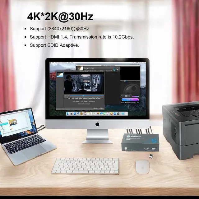 Alt view image 2 of 7 - Steetek HDMI KVM Switch Dual Monitors 2 Port 4K@30Hz, KVM Switch 2 Computers 2 Monitors Extended Display, Dual Monitor KVM by Hotkey Switching. 4 HDMI and 2 USB Cables Included.