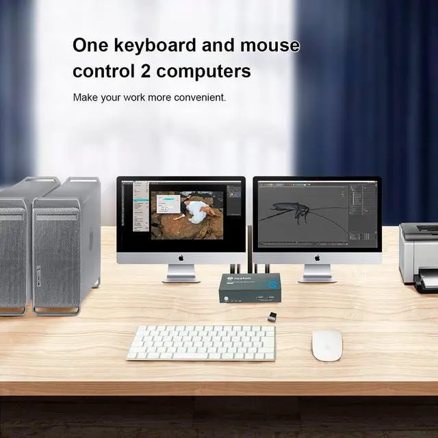 Alt view image 3 of 7 - Steetek HDMI KVM Switch Dual Monitors 2 Port 4K@30Hz, KVM Switch 2 Computers 2 Monitors Extended Display, Dual Monitor KVM by Hotkey Switching. 4 HDMI and 2 USB Cables Included.