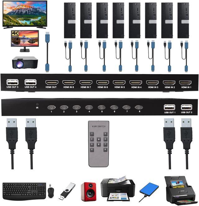 KVM Switch HDMI 8 Port - HDMI Switch with Remote- USB Switch