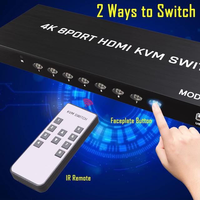 KVM Switch HDMI 8 Port - HDMI Switch with Remote- USB Switch