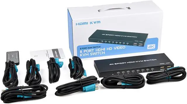 Alt view image 6 of 7 - KVM Switch HDMI 8 Port - HDMI Switch with Remote- USB Switch Selector for 8 Computers Share Keyboard Mouse Printer,Flash Drive,HD Monitor, Support 4K@30Hz, 8 HDMI KVM Cables 1 Remote Included