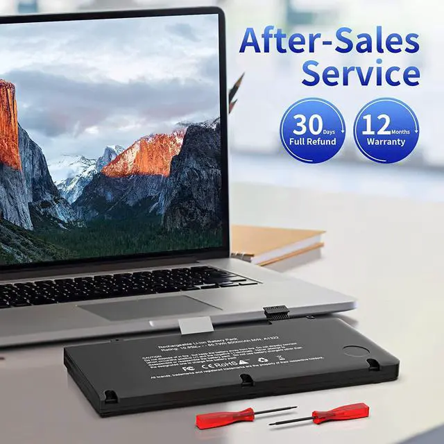 Alt view image 6 of 7 - A1278 A1322 Battery, POWERWOO MacBook pro Battery Replacement 13 inch Mid 2012 2010 2009 Early 2011 Late 2011, a1278 Battery with 6000mAh 10.95V 65.7Wh - High Performance and Longevity