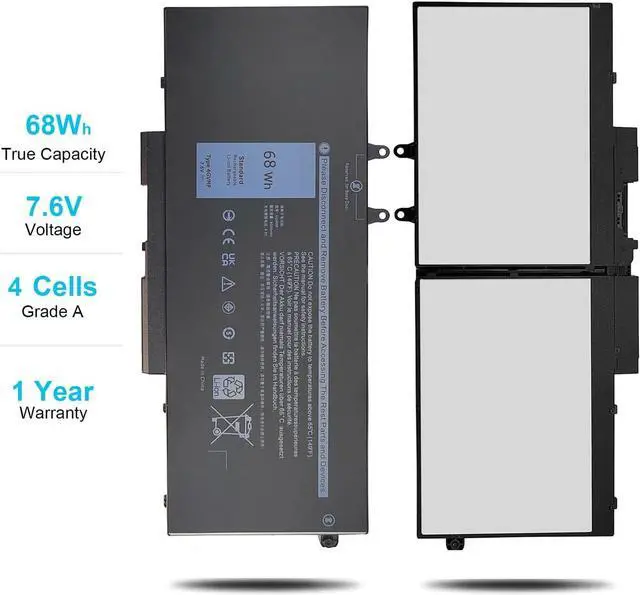Alt view image 5 of 6 - 68Wh 4GVMP Laptop Battery Replacement for Dell Latitude 5500 5400 Precision 3540 Inspiron 7590 7591 7791 2-in-1 P84F P84F001 P42E P42E001 P98G001 P80F P80F001 C5GV2 H82T6 W8GMW RF7WM X77XY 7.6V 4-Cell