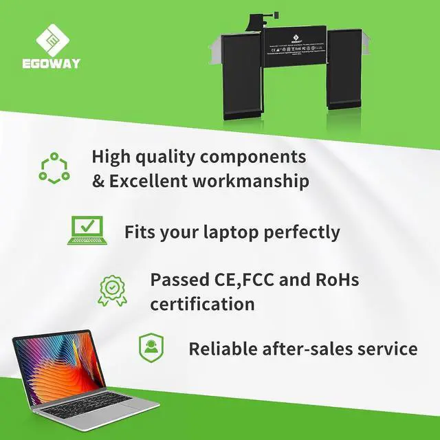 Alt view image 5 of 6 - A1932 A2179 Battery, Egoway A1965 Replacement Laptop Battery for MacBook Air 13 inch (Late2018 2019 2020), Easy-to-Install with Tools, EMC 3184 3302, Welcome to consult