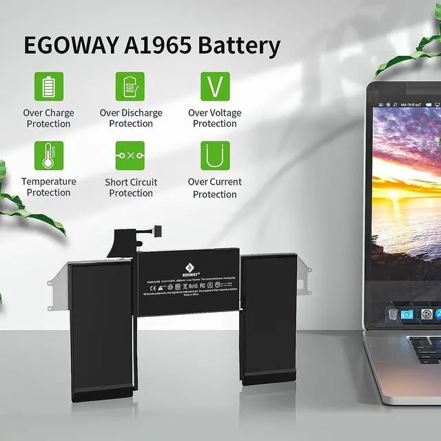 Alt view image 6 of 6 - A1932 A2179 Battery, Egoway A1965 Replacement Laptop Battery for MacBook Air 13 inch (Late2018 2019 2020), Easy-to-Install with Tools, EMC 3184 3302, Welcome to consult
