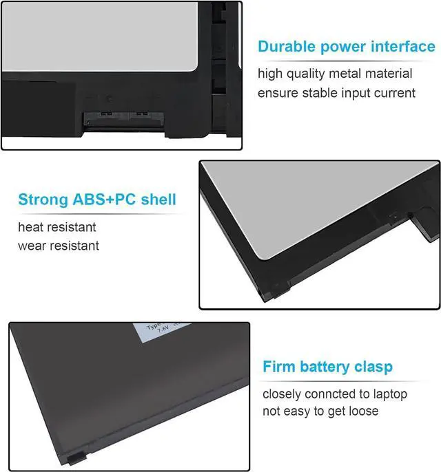 Alt view image 3 of 6 - Emanjor 60Wh Type MXV9V 7.6V Laptop Battery for Dell Inspiron 7300 7306 2-in-1 Black Series, Latitude 7400 7300 E5300 E5310 5300 5310 2-in-1 P96G P97G P99G P100G P100G001 5VC2M 829MX 05VC2M 4-Cell