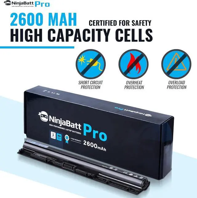 Alt view image 4 of 5 - NinjaBatt Pro Battery M5Y1K for Dell Inspiron 14 15 17 5000 3000 Series 5558 5555 5755 5559 3558 3451 3551 5758 5758 5551 5755 5458 WKRJ2 HD4J0 GXVJ3 07G07 6YFVW K185W - Premium Cells [2600mAh/38Wh]
