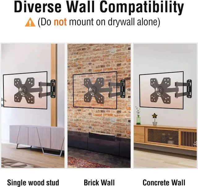 Alt view image 6 of 7 - ELIVED TV Wall Mount for Most 13-30 inch TVs and Monitors, Swivel and Tilt Full Motion TV Mount Brackets, Rotation Articulating Extension Arm, Single Stud for Corner, Max VESA 100x100mm, 33 lbs.