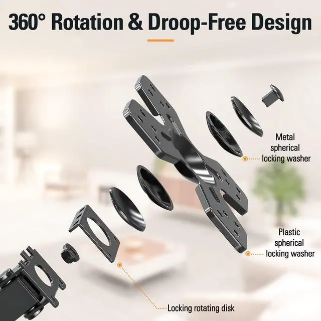 Alt view image 5 of 7 - ELIVED TV Wall Mount for Most 13-30 inch TVs and Monitors, Swivel and Tilt Full Motion TV Mount Brackets, Rotation Articulating Extension Arm, Single Stud for Corner, Max VESA 100x100mm, 33 lbs.