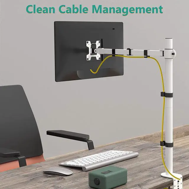 Alt view image 6 of 7 - WALI Tall Monitor Stand Desk Mount, Single Extra Tall Monitor Arm Bracket for Computer Screen up to 32 inch, 22lbs (M001XL-W), White