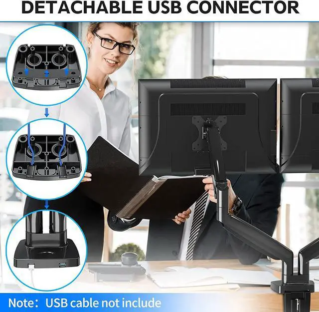 Alt view image 7 of 7 - MOUNTUP Dual Monitor Mount for 2 Max 35 inch Ultrawide Screens, Hold 6.6-30.9lbs, Full Motion Gas Spring Monitor Desk Arm, Heavy Duty Dual Monitor Stand for Desk, VESA Bracket with Clamp/Grommet Base