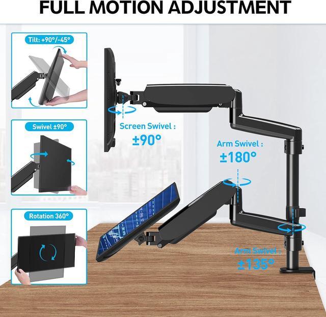 thumbnail image 2 of HUANUO Dual Monitor Mount-Monitor Stand With C Clamp/Grommet Mounting Base Up To 32 Inch 2 of 13