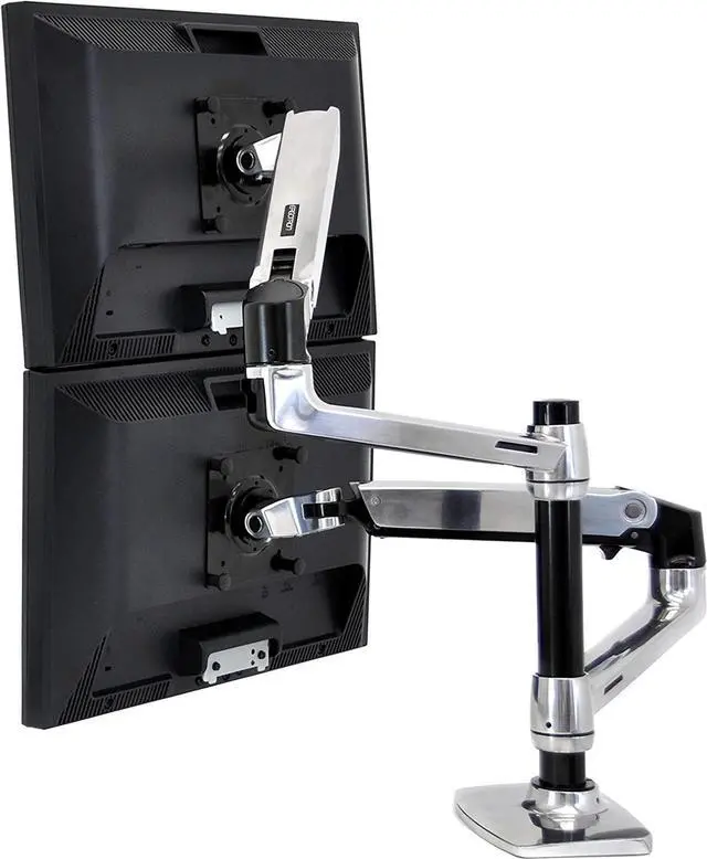 Main image of Ergotron  LX Vertical Stacking Dual Monitor Arm, VESA Desk Mount  for 2 Monitors Up to 24 Inches, 7 to 20 lbs Each  Polished Aluminum