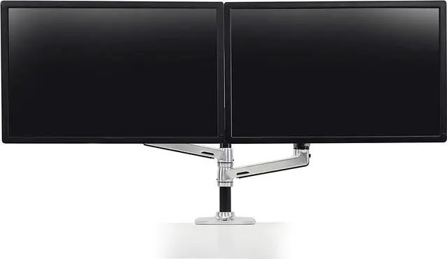 Alt view image 2 of 7 - Ergotron  LX Vertical Stacking Dual Monitor Arm, VESA Desk Mount  for 2 Monitors Up to 24 Inches, 7 to 20 lbs Each  Polished Aluminum