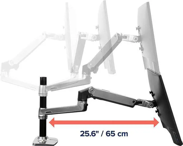 Alt view image 5 of 7 - Ergotron  LX Vertical Stacking Dual Monitor Arm, VESA Desk Mount  for 2 Monitors Up to 24 Inches, 7 to 20 lbs Each  Polished Aluminum