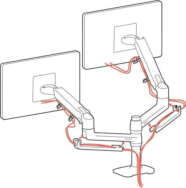 Alt view image 6 of 7 - Ergotron LX Vertical Stacking Dual Monitor Arm, VESA Desk Mount for 2 Monitors Up to 24 Inches, 7 to 20 lbs Each White