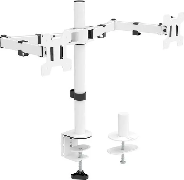 Main image of WALI Dual LCD Monitor Fully Adjustable Desk Mount Stand Fits 2 Screens up to 27 inch, 22 lbs. Weight Capacity per Arm (M002-W), White