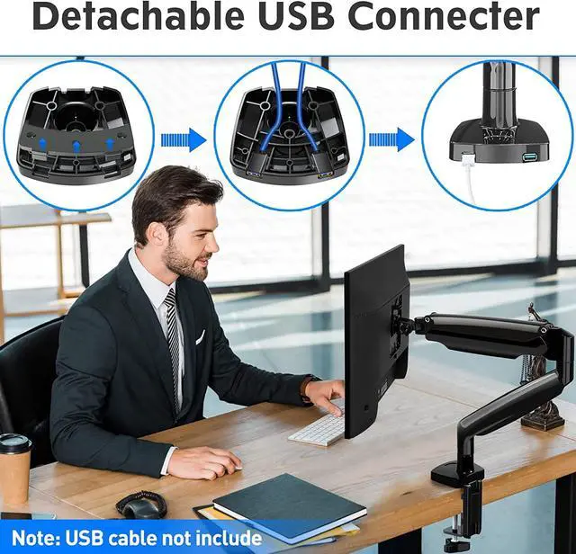 Alt view image 5 of 7 - MOUNTUP Ultrawide Monitor Arm for Max 40 Inch Screen, Heavy Duty Monitor Desk Mount Support 6.6-30.9lbs, Gas Spring Computer Monitors Stand for Desk, VESA Mount with Clamp & Grommet Base