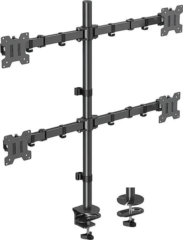 Main image of MOUNTUP Quad Monitor Stand, 4 Monitor Desk Mount for 13 to 32 inch Computer Screens, Fully Adjustable Stacked Mount with Tilt Swivel, Four Heavy Duty Monitor Mount, Holds up to 17.6lbs per Arm, MU3007
