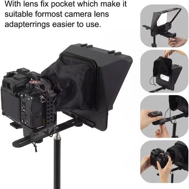 Alt view image 4 of 7 - A10 Teleprompter Portable Smartphone DSLR Camera Teleprompter Prompter with Phone Holder Remote Control for Video Recording Live Streaming Interview Stage Presentation Speech Video Making Tools