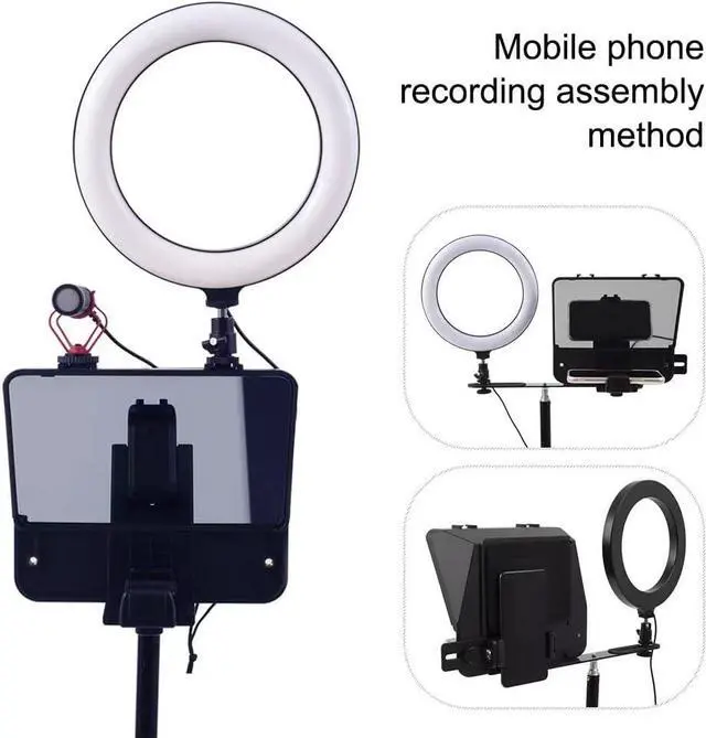 Alt view image 6 of 7 - A10 Teleprompter Portable Smartphone DSLR Camera Teleprompter Prompter with Phone Holder Remote Control for Video Recording Live Streaming Interview Stage Presentation Speech Video Making Tools