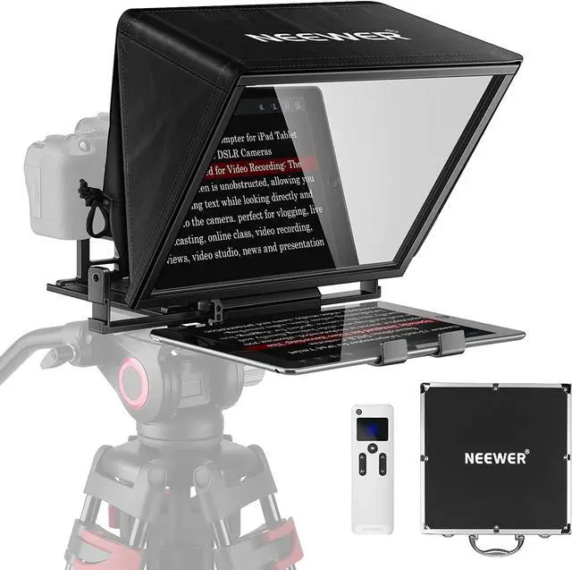 Main image of NEEWER Teleprompter X14 with RT-110 Remote & APP Control (Bluetooth Connection via NEEWER Teleprompter App), Portable No Assembly Compatible with iPad Android Tablet, Smartphone, DSLR Camera