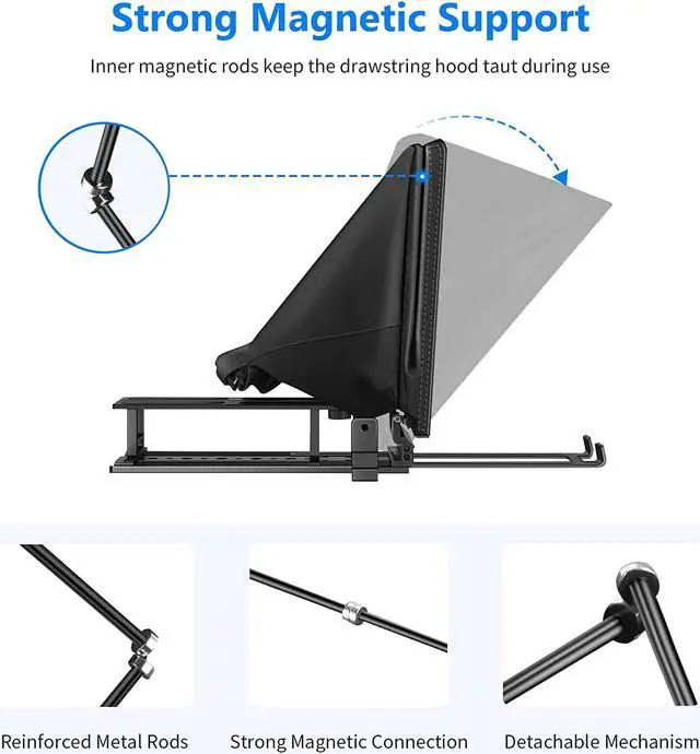 Alt view image 6 of 7 - NEEWER Teleprompter X14 with RT-110 Remote & APP Control (Bluetooth Connection via NEEWER Teleprompter App), Portable No Assembly Compatible with iPad Android Tablet, Smartphone, DSLR Camera