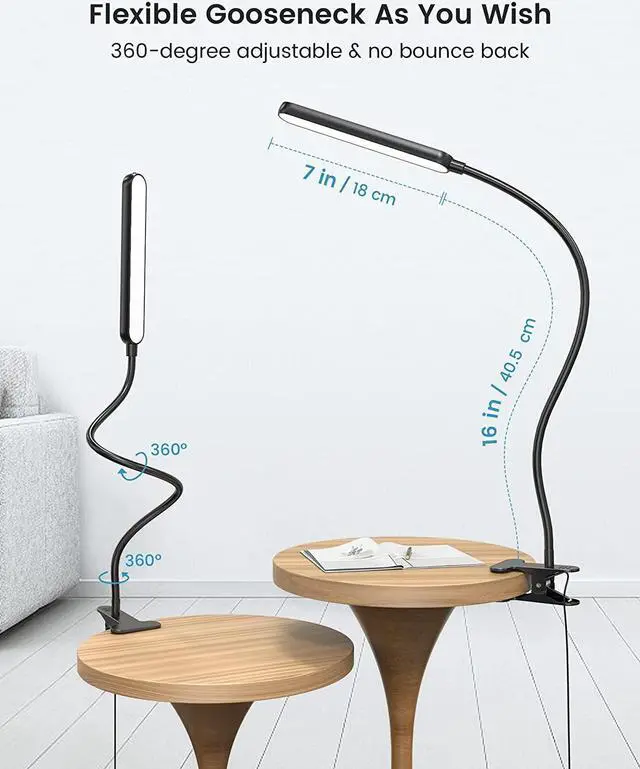 Alt view image 6 of 6 - Glocusent 5W Multi-Purpose Clip On Light, 38 LEDs Bed Light, Eye Caring Reading Lamp, 5 Color & 5 Brightness with a Remote, 30-Min Auto Off Timer, Perfect for Bed Reading/Studying/Working
