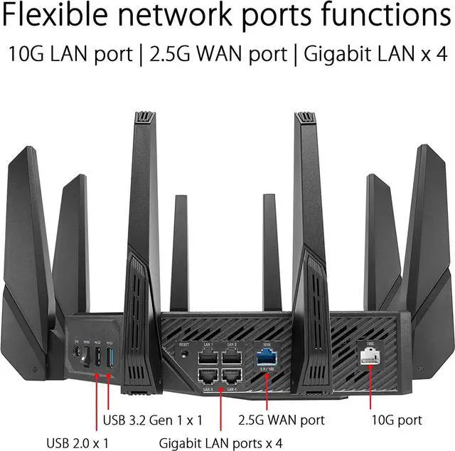 Alt view image 7 of 7 - ASUS ROG Rapture GT-AX11000 Pro 90IG0720-MU2A00 Router, Black