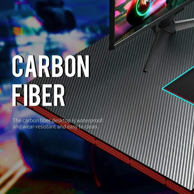 Alt view image 5 of 6 - VICTONE L Shaped Gaming Desk, Corner Desk with Monitor Stand, Computer PC Table for Home Office Writing Studying Working, Space-Saving, Easy Assemble (Black, 47'')