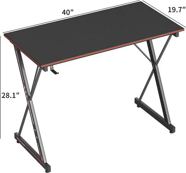 Alt view image 2 of 6 - CORN Gaming Desk 40 Inch PC Computer Desk, Home Office Desk Table Gamer Workstation, Simple Game Table, Black