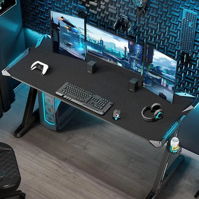 Alt view image 6 of 7 - EUREKA ERGONOMIC Z60 Gaming Desk with led Light 60 inch Desk Computer Desk RGB Desk Home Office Desk Black Gamer Desk