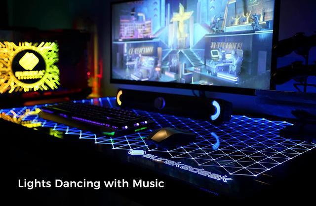 Alt view image 6 of 7 - EUREKA ERGONOMIC RGB LED Gaming Desk, Music Sync Lights Up Tempered Glass Desktop, 43" GTG I43 Home Office Computer Table W Controller Rack 4 USB Charging Ports, APP Control
