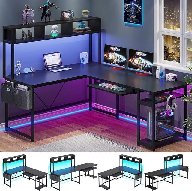 Sedeta L Shaped Gaming Desk, Reversible 94.5 Computer Desk, Gaming Desk  With Led Lights, Keyboard Tray And Storage Bag For Home Office, Black Gaming  Desks - Newegg.Com