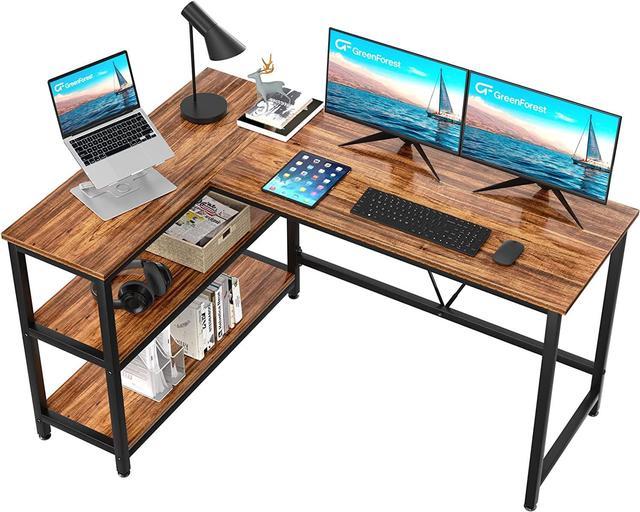 Wooden Gaming Table Reversible L Shaped Computer Desk with Metal Frame,  Large Corner Computer Desk Home Office Desks Study Writing Workstation for Home  Office (Walnut) 