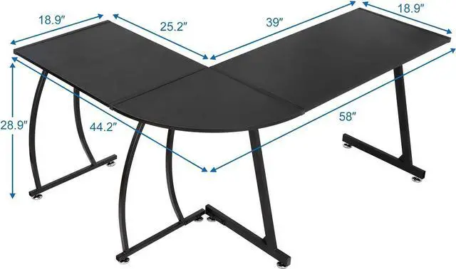 Alt view image 6 of 7 - ZenStyle L-Shape 58.1in Corner Computer Desk Home Office PC Laptop Table Multipurpose Gaming Workstation with Solid Steel Frame/Waterproof Desktop