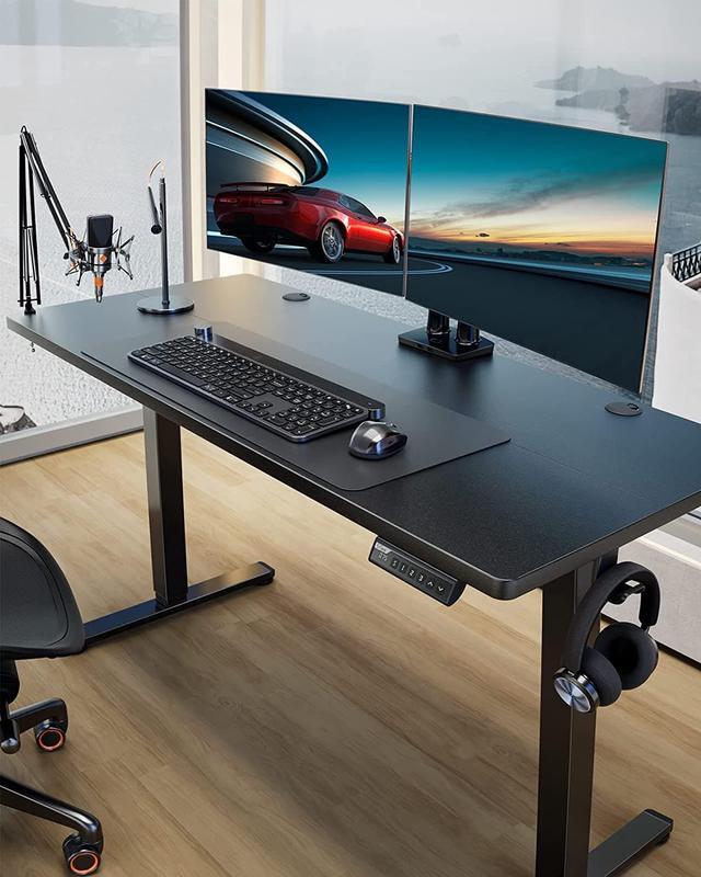 Alt view image 6 of 7 - ErGear Height Adjustable Electric Standing Desk, 55 x 28 Inches Sit Stand up Desk, Memory Computer Home Office Desk (Black)