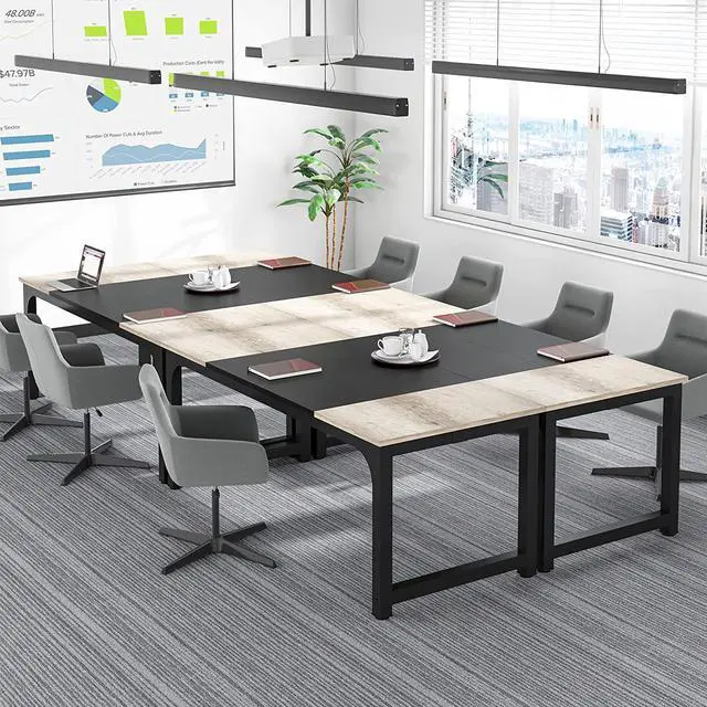 Alt view image 4 of 5 - Tribesigns 70.8Executive Desk, Large Office Computer Desk with Thicken Frame, Modern Simple Workstation Business Furniture for Home Office, Vintage Grey/Black