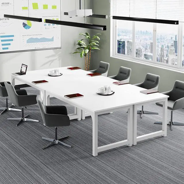 Alt view image 4 of 6 - Tribesigns 63Executive Desk, Large Office Computer Desk with Thicken Frame, Modern Simple Workstation Business Furniture for Home Office, White