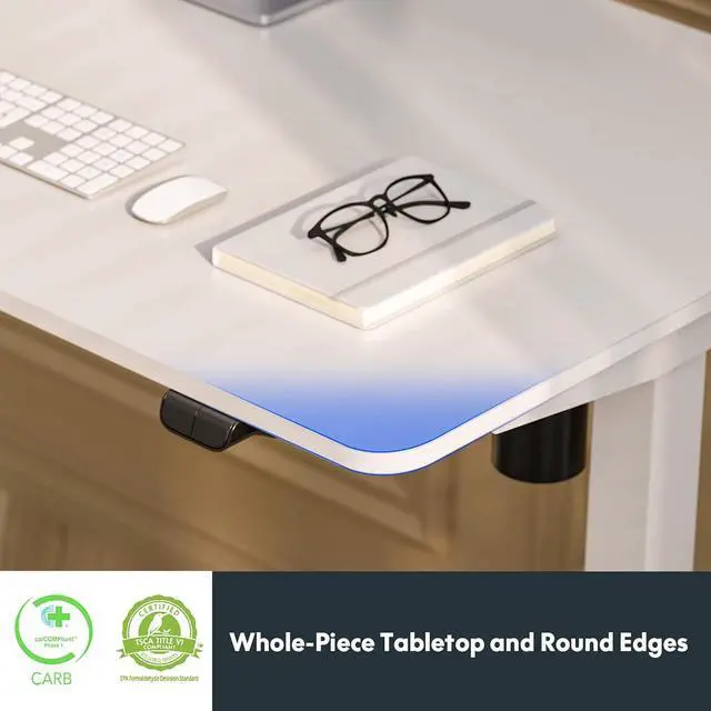 Alt view image 7 of 7 - FLEXISPOT Adjustable Height Desk 40 x 24 Inches Whole Piece Desktop Small Standing Desk for Small Space Electric Sit Stand Home Office Table (White Frame + White Desktop)