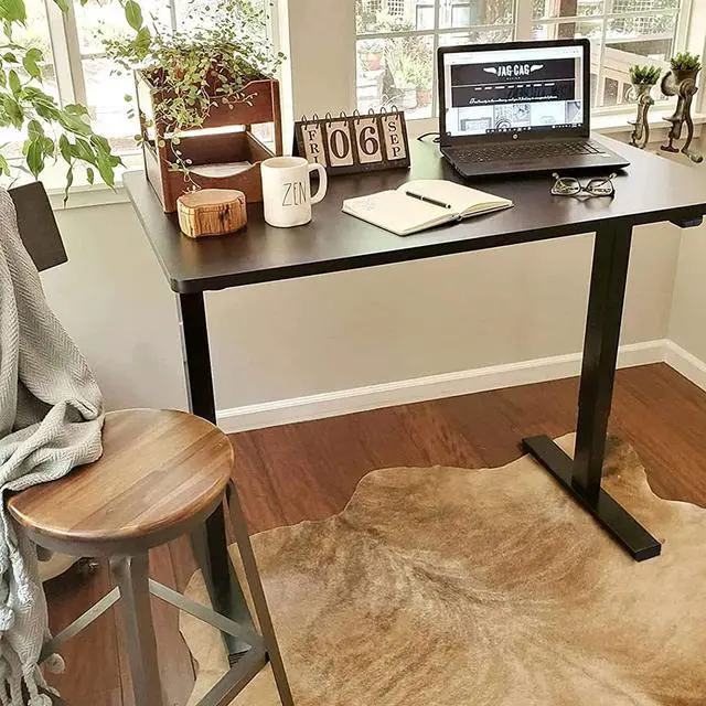 Alt view image 7 of 7 - FLEXISPOT Standing Desk 48 x 24 Inches Whole-Piece Desk Board Electric Stand Up Desk Height Adjustable Desk for Home Office Sit Stand Desk(Black Frame + 48" Black Top)