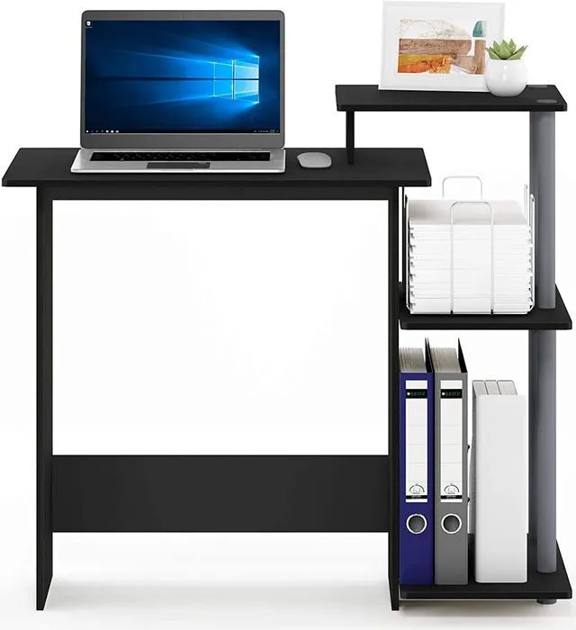 Alt view image 4 of 7 - Furinno EFFICIENT Desk, 28.6" Wide Gaming Desk with 3 Open Side Shelves, Laptop Notebook Computer Desk, Office Desk for Home Office, Study Room, Dorm, Bedroom, Black
