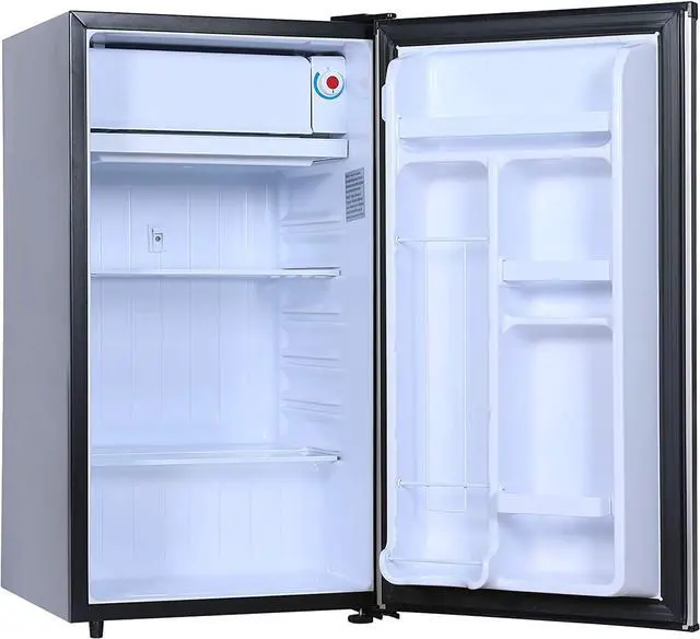 Alt view image 3 of 7 - RCA RFR322 Mini Refrigerator, Compact Freezer Compartment, Adjustable Thermostat Control, Reversible Door, Ideal Fridge for Dorm, Office, Apartment, Platinum Stainless, 3.2 Cubic Feet