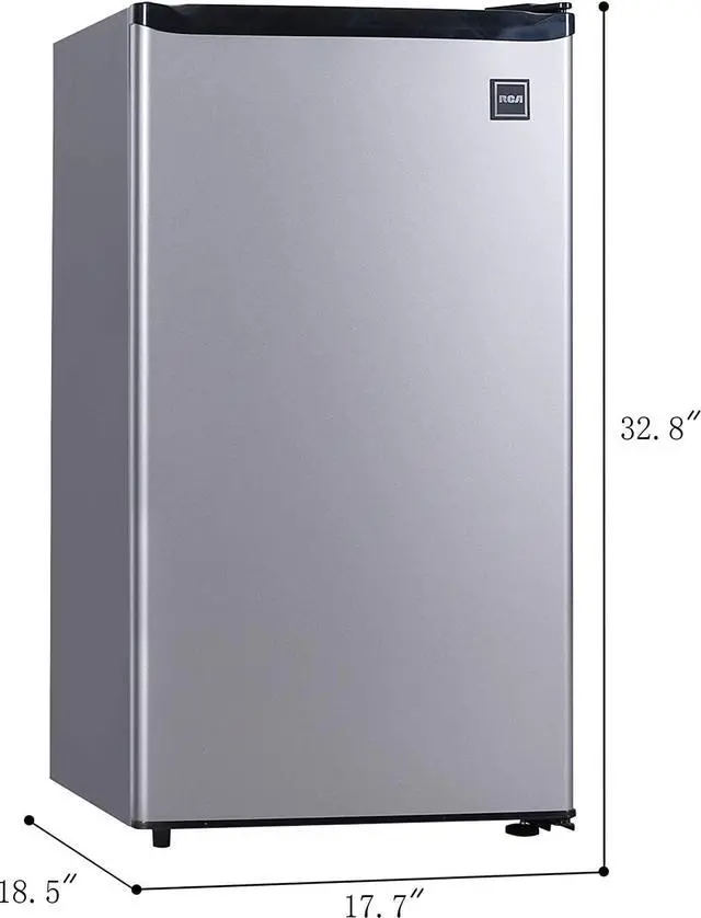 Alt view image 5 of 7 - RCA RFR322 Mini Refrigerator, Compact Freezer Compartment, Adjustable Thermostat Control, Reversible Door, Ideal Fridge for Dorm, Office, Apartment, Platinum Stainless, 3.2 Cubic Feet