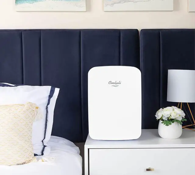 Alt view image 5 of 7 - Cooluli 15L Mini Fridge for Bedroom, Car, Office Desk & College Dorm - 12V Portable Cooler & Warmer for Food, Drinks, Skincare - AC/DC Small Refrigerator with Glass Front, White