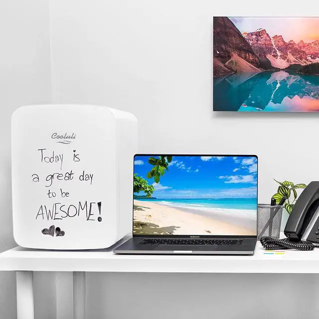 Alt view image 4 of 7 - Cooluli 15L Mini Fridge for Bedroom, Car, Office Desk & College Dorm - 12V Portable Cooler & Warmer for Food, Drinks, Skincare - AC/DC Small Refrigerator with Glass Front, White