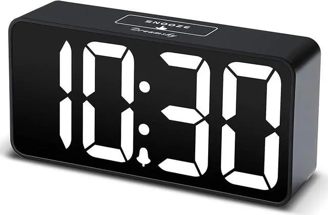 Main image of DreamSky Compact Digital Alarm Clock with USB Charging Port, 0-100% Brightness Dimmer, Large Bold Number Display, Adjustable Alarm Volume, 12/24Hr, Snooze, Small Desk Clocks for Bedroom Bedside