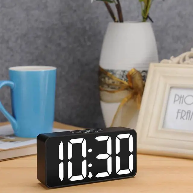 Alt view image 5 of 7 - DreamSky Compact Digital Alarm Clock with USB Charging Port, 0-100% Brightness Dimmer, Large Bold Number Display, Adjustable Alarm Volume, 12/24Hr, Snooze, Small Desk Clocks for Bedroom Bedside